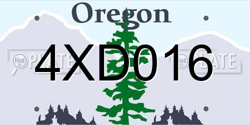 4XD016 Oregon License Plate