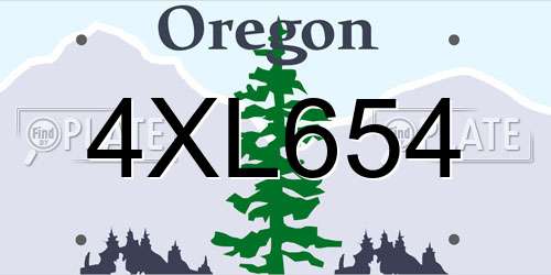 4XL654 Oregon License Plate