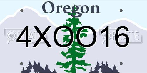 4XOO16 Oregon License Plate