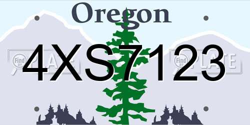 4XS7123 Oregon License Plate