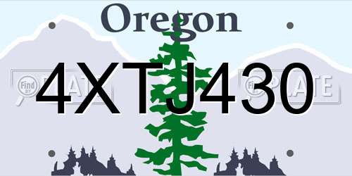 4XTJ430 Oregon License Plate