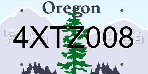 4XTZ008 Oregon License Plate