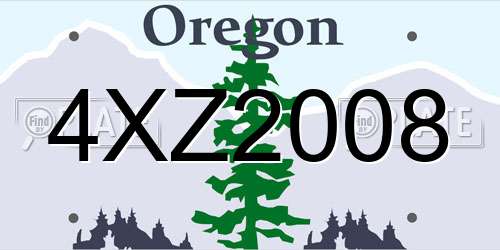 4XZ2008 Oregon License Plate