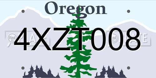 4XZT008 Oregon License Plate