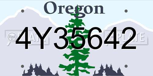 4Y35642 Oregon License Plate