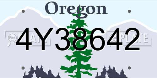 4Y38642 Oregon License Plate