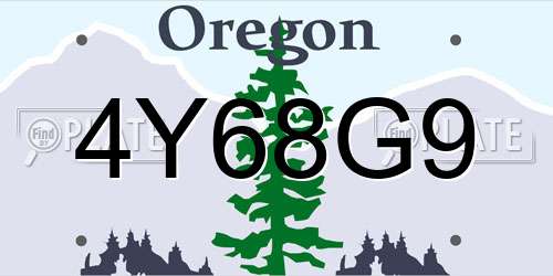 4Y68G9 Oregon License Plate