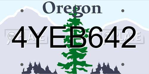 4YEB642 Oregon License Plate