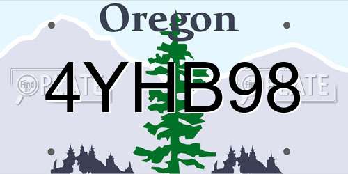 4YHB98 Oregon License Plate