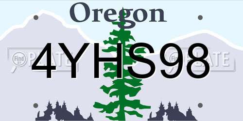 4YHS98 Oregon License Plate