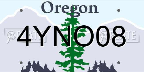 4YNO08 Oregon License Plate