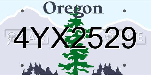 4YX2529 Oregon License Plate