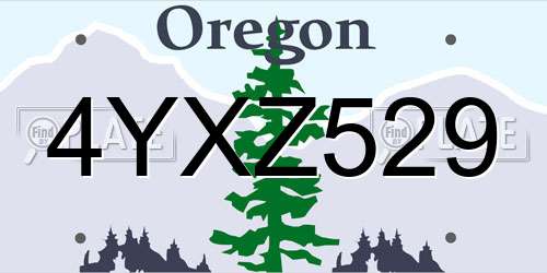 4YXZ529 Oregon License Plate