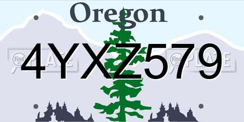 4YXZ579 Oregon License Plate