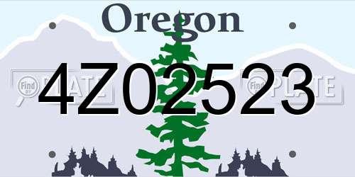 4Z02523 Oregon License Plate