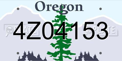 4Z04153 Oregon License Plate
