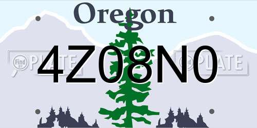 4Z08N0 Oregon License Plate