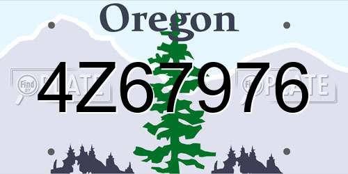 4Z67976 Oregon License Plate