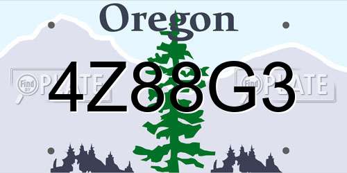 4Z88G3 Oregon License Plate