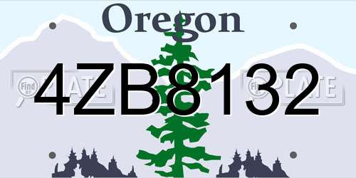 4ZB8132 Oregon License Plate