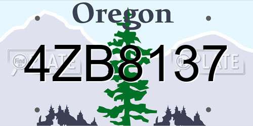 4ZB8137 Oregon License Plate
