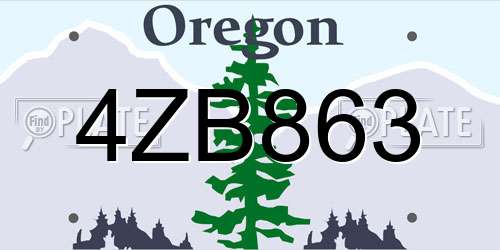 4ZB863 Oregon License Plate