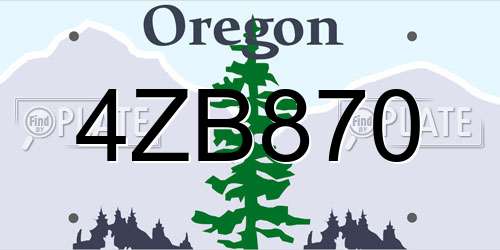 4ZB870 Oregon License Plate
