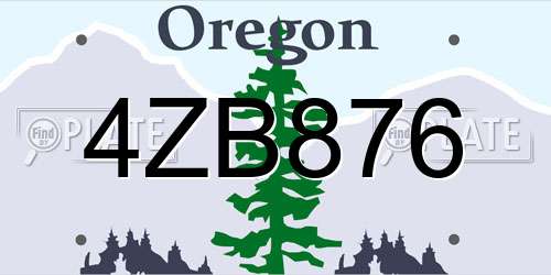 4ZB876 Oregon License Plate