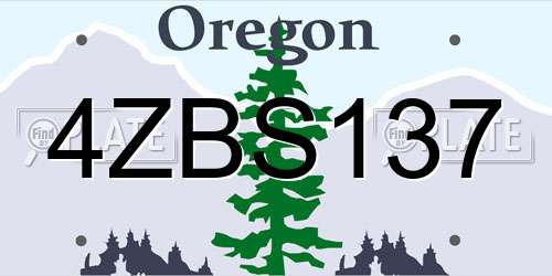 4ZBS137 Oregon License Plate