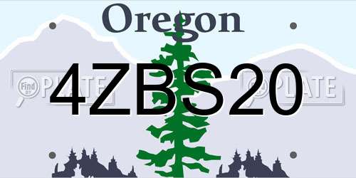 4ZBS20 Oregon License Plate