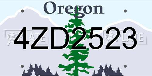 4ZD2523 Oregon License Plate