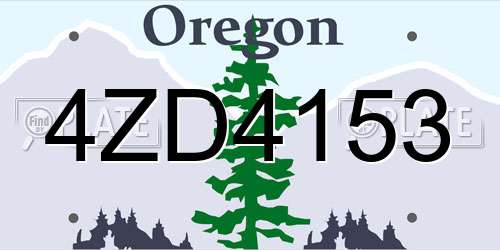 4ZD4153 Oregon License Plate