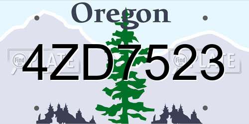 4ZD7523 Oregon License Plate