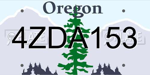 4ZDA153 Oregon License Plate