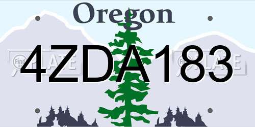 4ZDA183 Oregon License Plate
