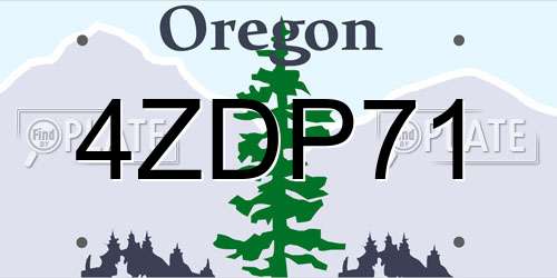4ZDP71 Oregon License Plate