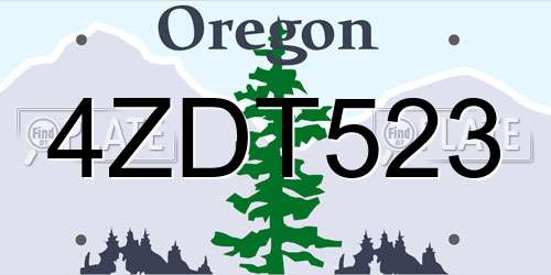4ZDT523 Oregon License Plate