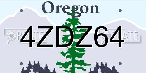 4ZDZ64 Oregon License Plate