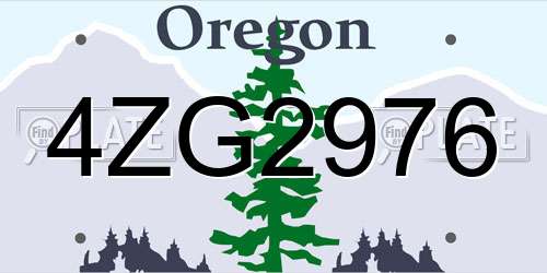 4ZG2976 Oregon License Plate