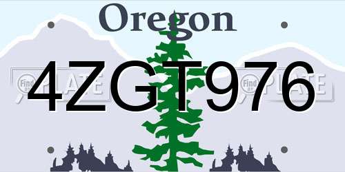 4ZGT976 Oregon License Plate
