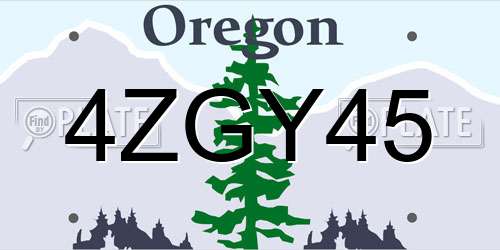 4ZGY45 Oregon License Plate