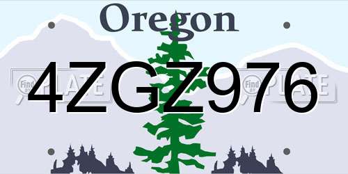 4ZGZ976 Oregon License Plate