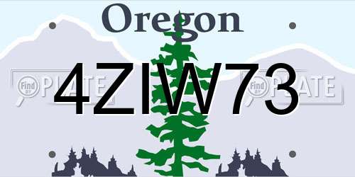 4ZIW73 Oregon License Plate