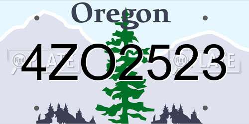 4ZO2523 Oregon License Plate