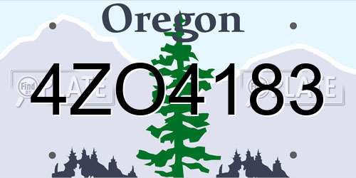 4ZO4183 Oregon License Plate