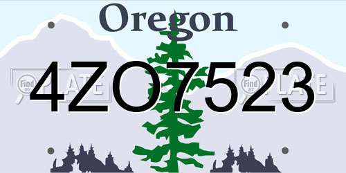 4ZO7523 Oregon License Plate