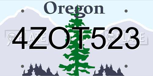 4ZOT523 Oregon License Plate