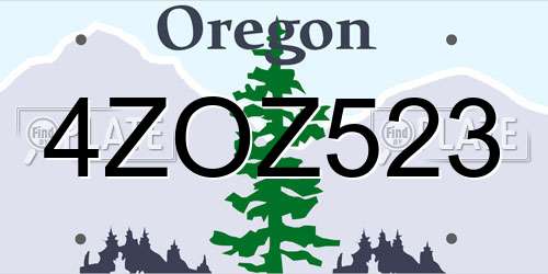 4ZOZ523 Oregon License Plate