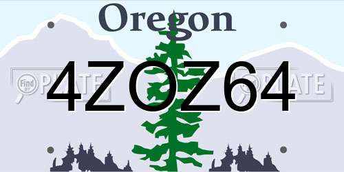 4ZOZ64 Oregon License Plate