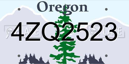 4ZQ2523 Oregon License Plate